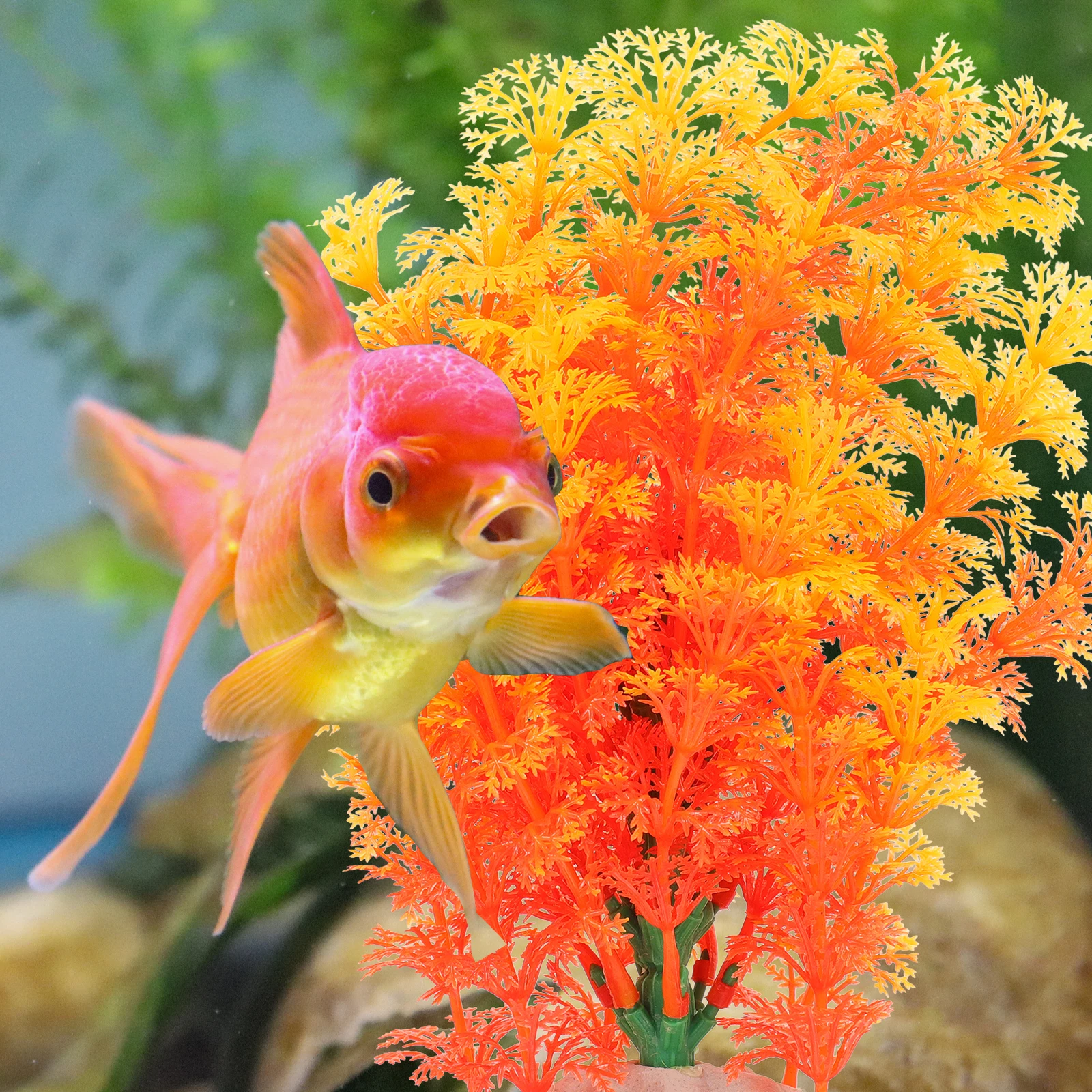 

Delicate Fake Plant Fish Tank Decor Desktop Aquarium Plant Household Plastic Decorative Accessory Small Realistic Compact