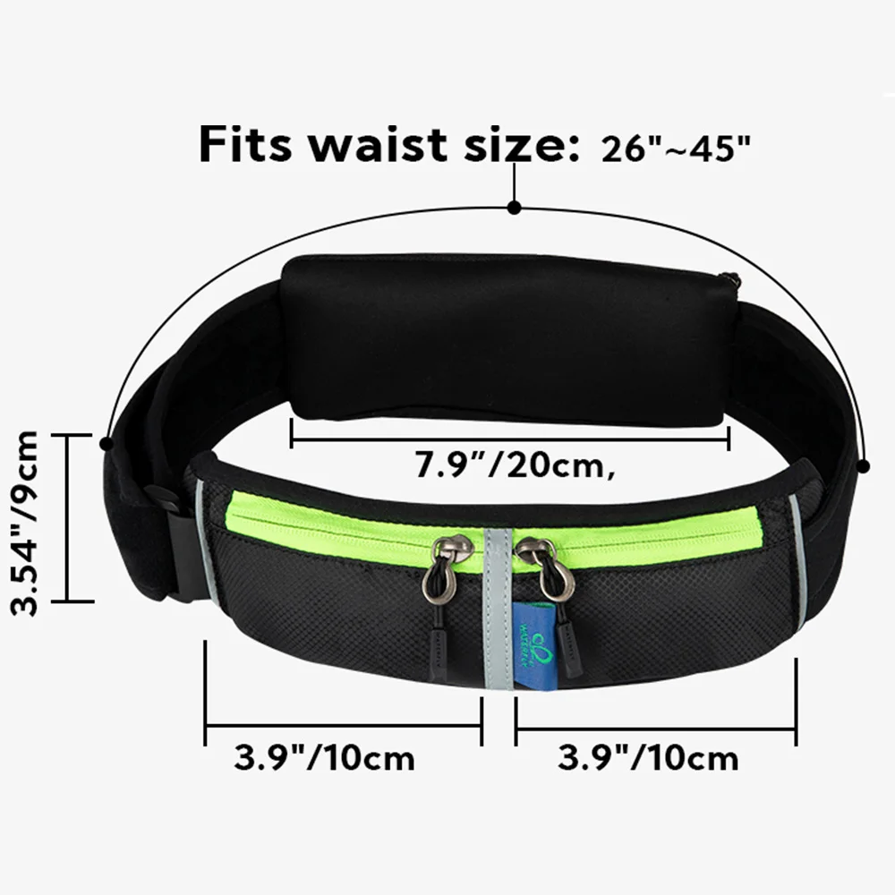 WATERFLY Fanny Pack for Women Men Water Resistant Small Waist Pouch Slim Belt Bag with 3 Pockets for Running Travelling Hiking