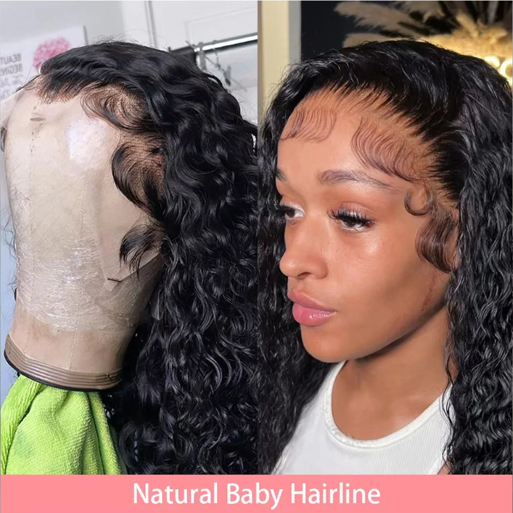 5x5 Glueless Human Hair Wig Deep Wave Lace Front Wigs Human Hair 200% Density 13x4 HD Transparent Deep Wave Frontal Wigs Human Hair With Baby Hair Natural Color Halloween Season view 3