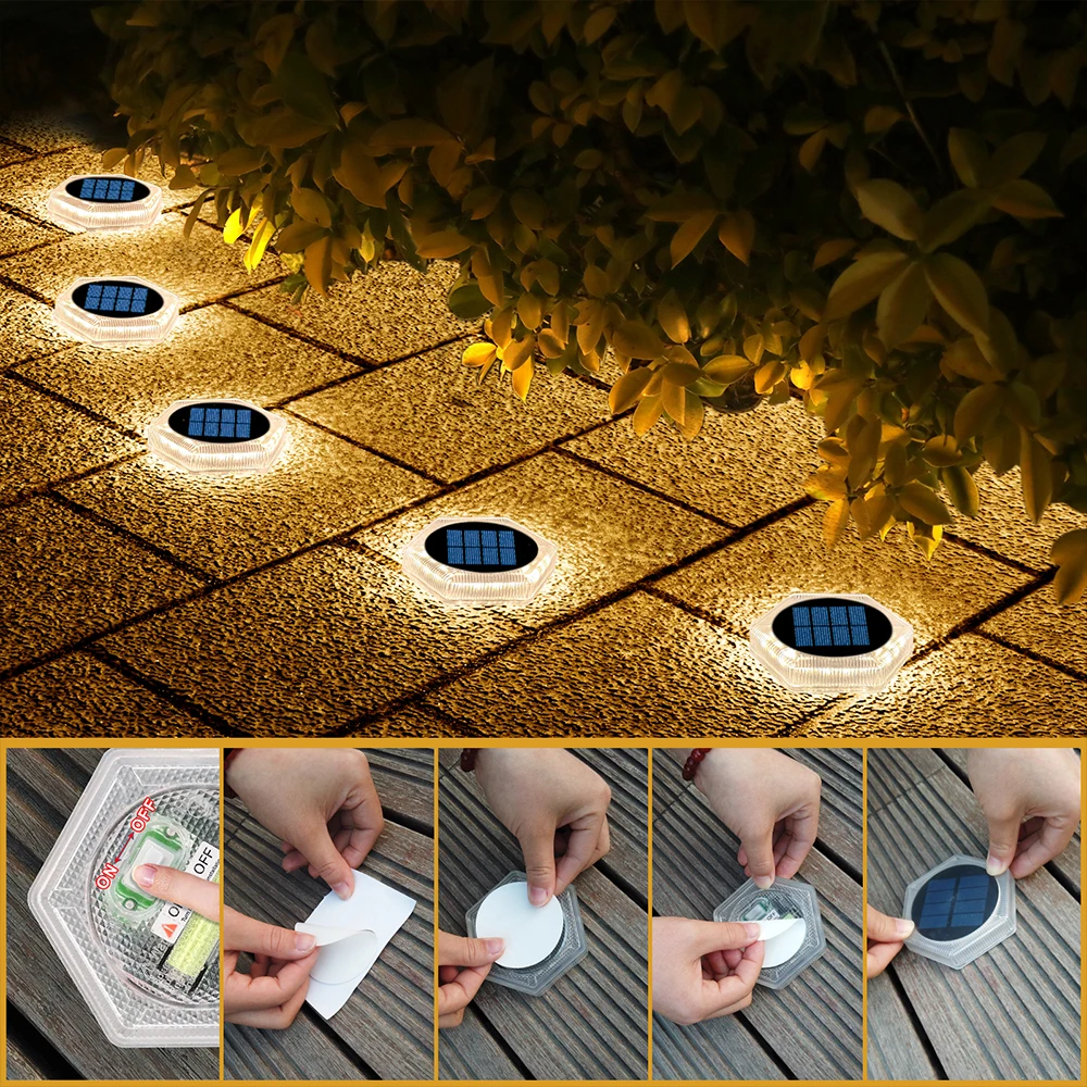 Solar LED Outdoor Deck Lights IP68 Waterproof Garden Step Lighting Auto On/Off Stairs Patio Pathway Yard Fence Wall Lamp