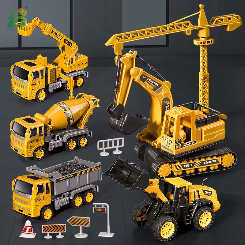 Children Engineering Vehicle Model Toy For Boy Car Set large size Plastic Excavator Mixer Truck Education Kids 3-8 Year Gifts