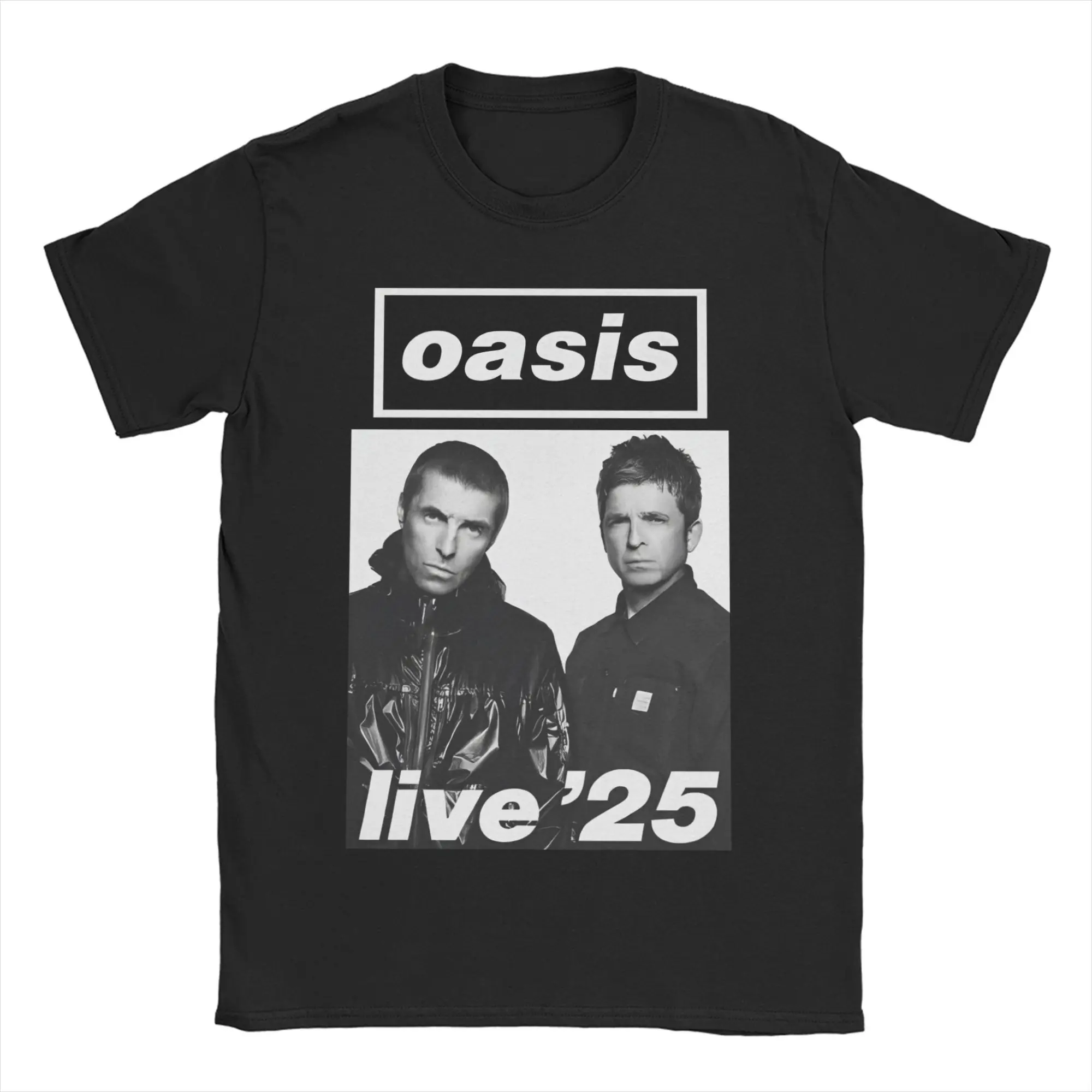 

Men Women Live '25 Tour Rock British Band T Shirt O-Oasis 100% Cotton Tops Short Sleeve Round Collar Tees Printing T-Shirt
