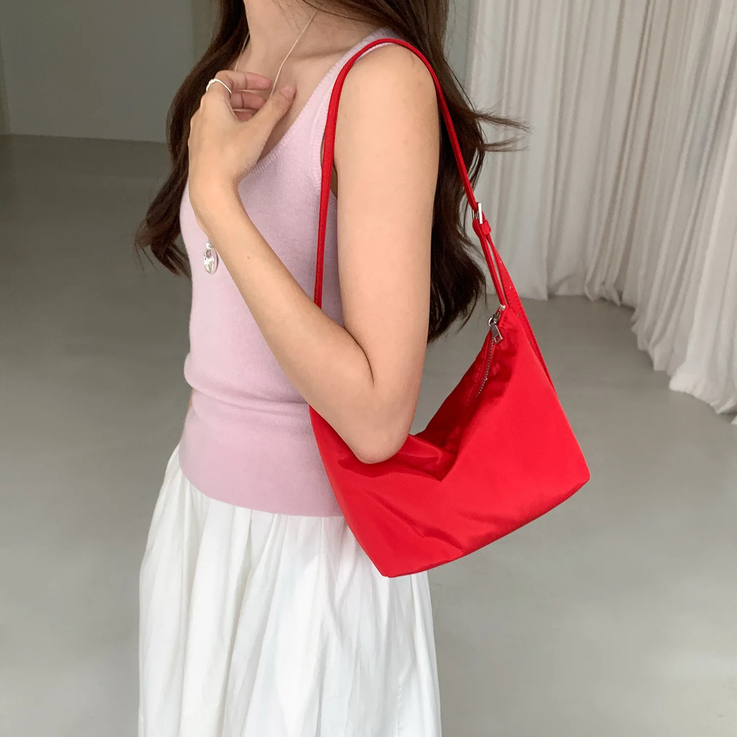 New Korean Style Minimalist Cotton Small Square Bag Lightweight Versatile Underarm Bag Casual Office Use Single Shoulder Bag for