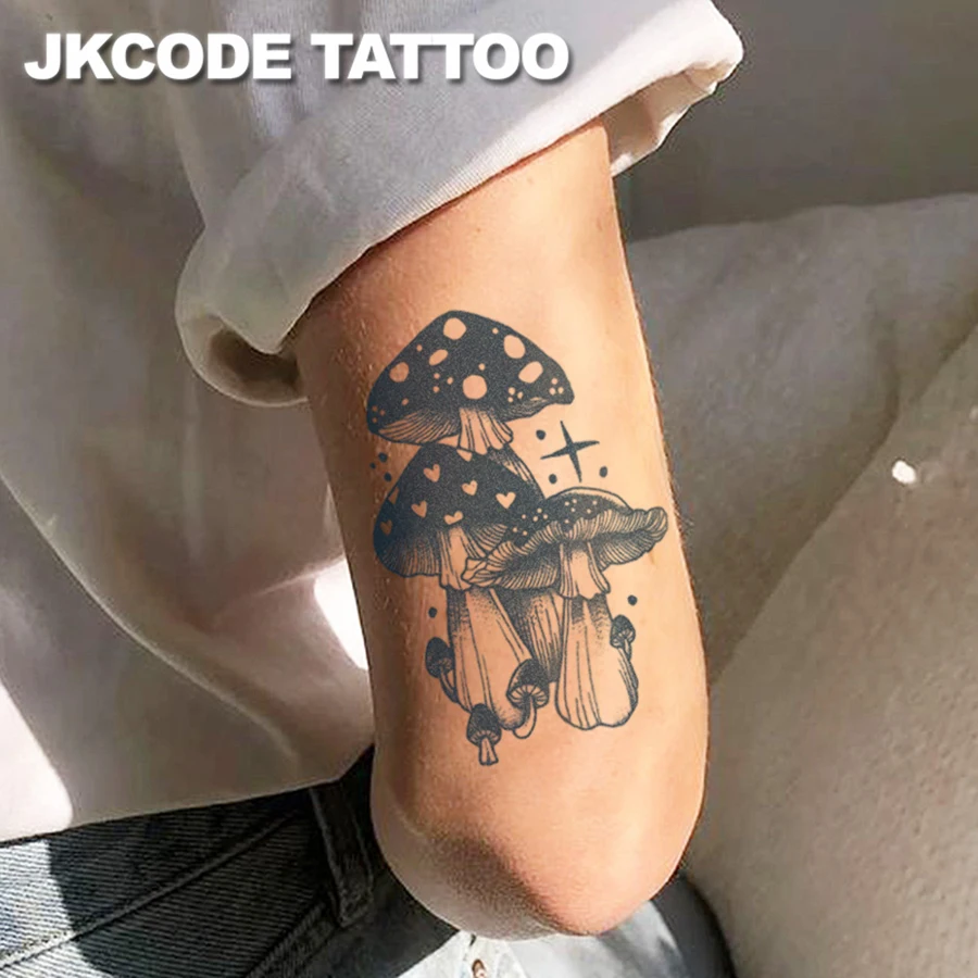

Herbal Mushroom Cute Tattoo Stickers Forest Natural Plant Temporary Tattoo Men's and Women's Funny Easter Daily Style Hand Leg Neck Tattoo Long-Lasting Waterproof 15 Days