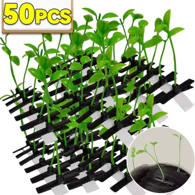 Creative Funny Little Bean Sprouts Grass Hair Clips for Girls Fashion Green Grass Bean Sprout Hairpins Plant Hair Accessories