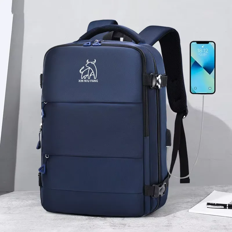 Mochila de viaje clásica para hombre, mochila de negocios, mochila escolar expandible con USB, mochila impermeable para ordenador portátil de gran capacidad, mochila de moda