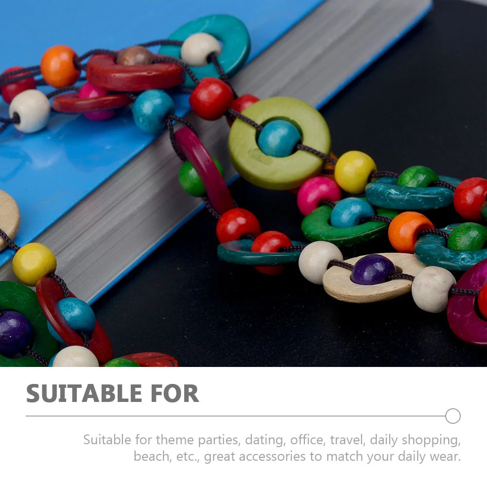 

Layered Colorful Wood Beaded Bohemian Necklace for Women Travel Party Office Daily Wear Statement Jewelry Bohemian Necklace