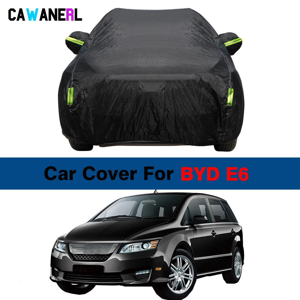 Black Waterproof Car Cover Auto Anti-UV Sun Shade Rain Snow Protection Cover All Weather Suitable For BYD E6 I II 2019-2023