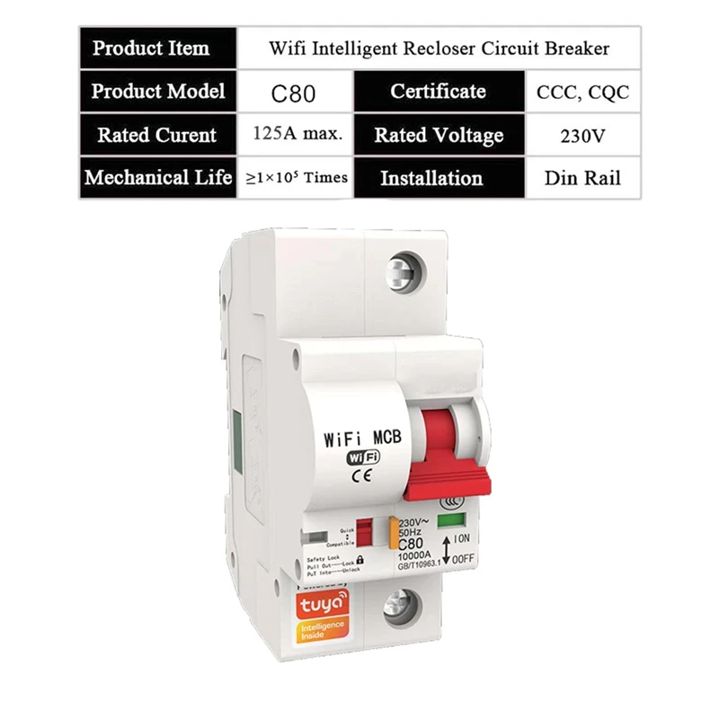 Tuya 40A Wifi Smart Circuit Breaker Automatic Switch Overload Short Circuit Protection For Amazon Alexa Google Home