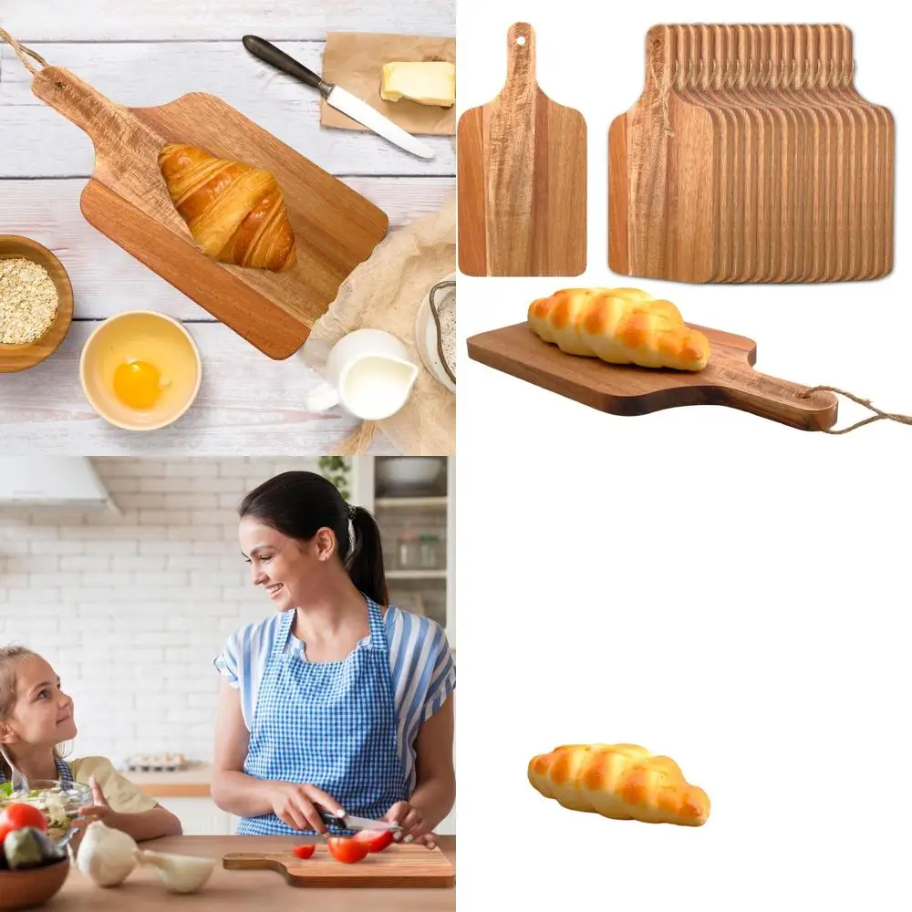 

Acacia Wood Cutting Boards Set of 18, 12x6 Inches, with Handle, Ideal for Kitchen Use and Charcuterie Platters