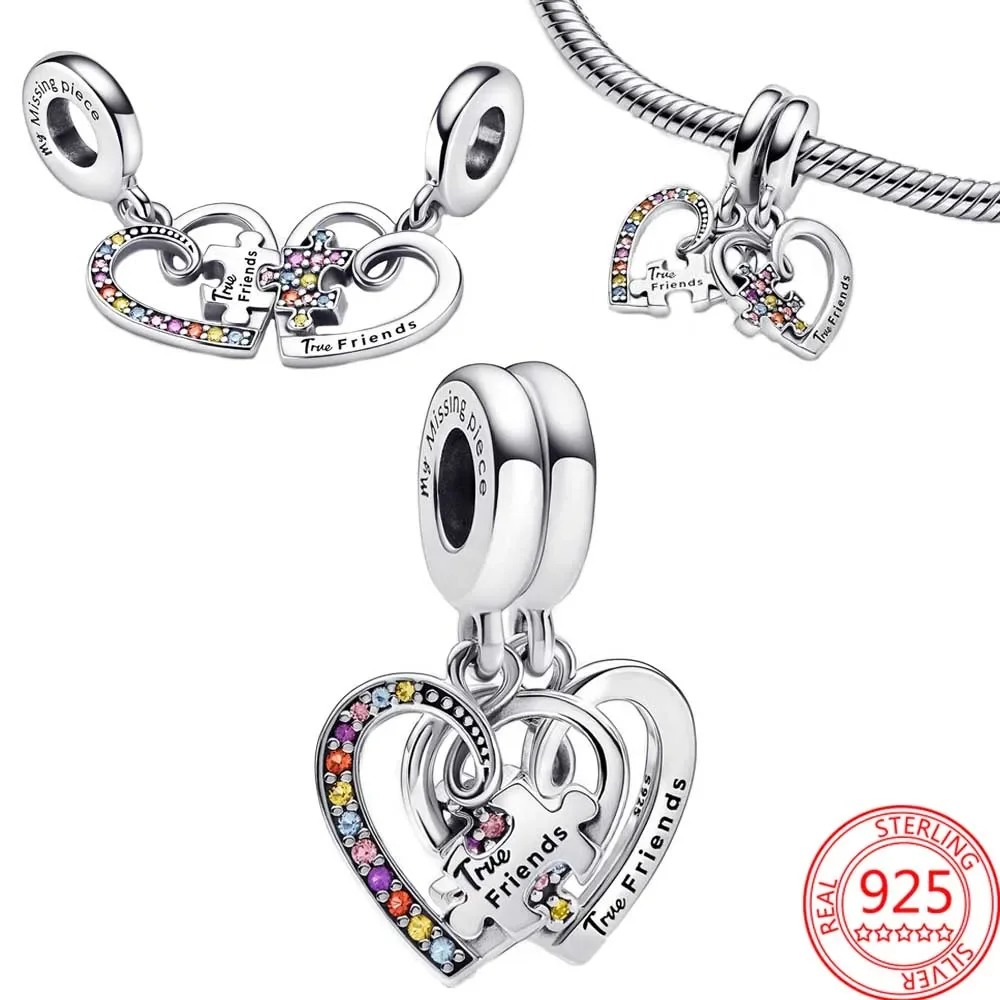 

2023 Mother's Day Gift Brand ME Wire Heart Medallion Dangle Charm Fit Original Pandora Bracelet & Necklace for Women