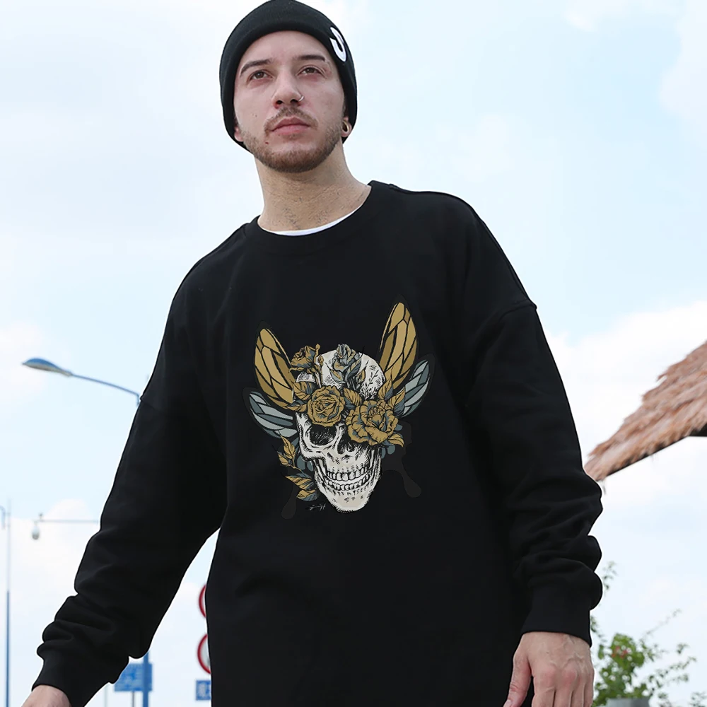 

Cottagecore Style Gothic Aesthetic Skeleton Fairy Couple Hoodies Fashion High Street Tops Creative Casual Mans Cotton Sweatshirt