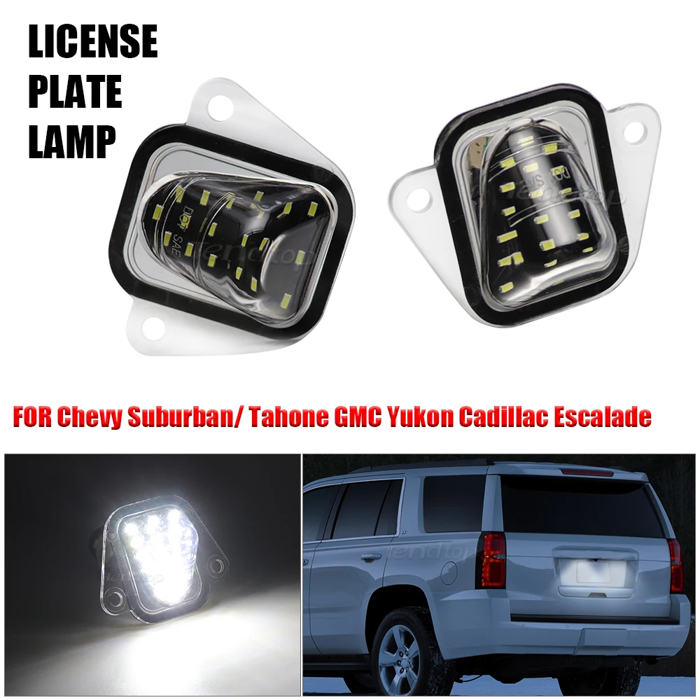 2Pcs LED License Plate Light Car Number Lamp For Chevrolet Suburban 1500/2500 Tahoe GMC Yukon Cadillac Escalade 2007-2014