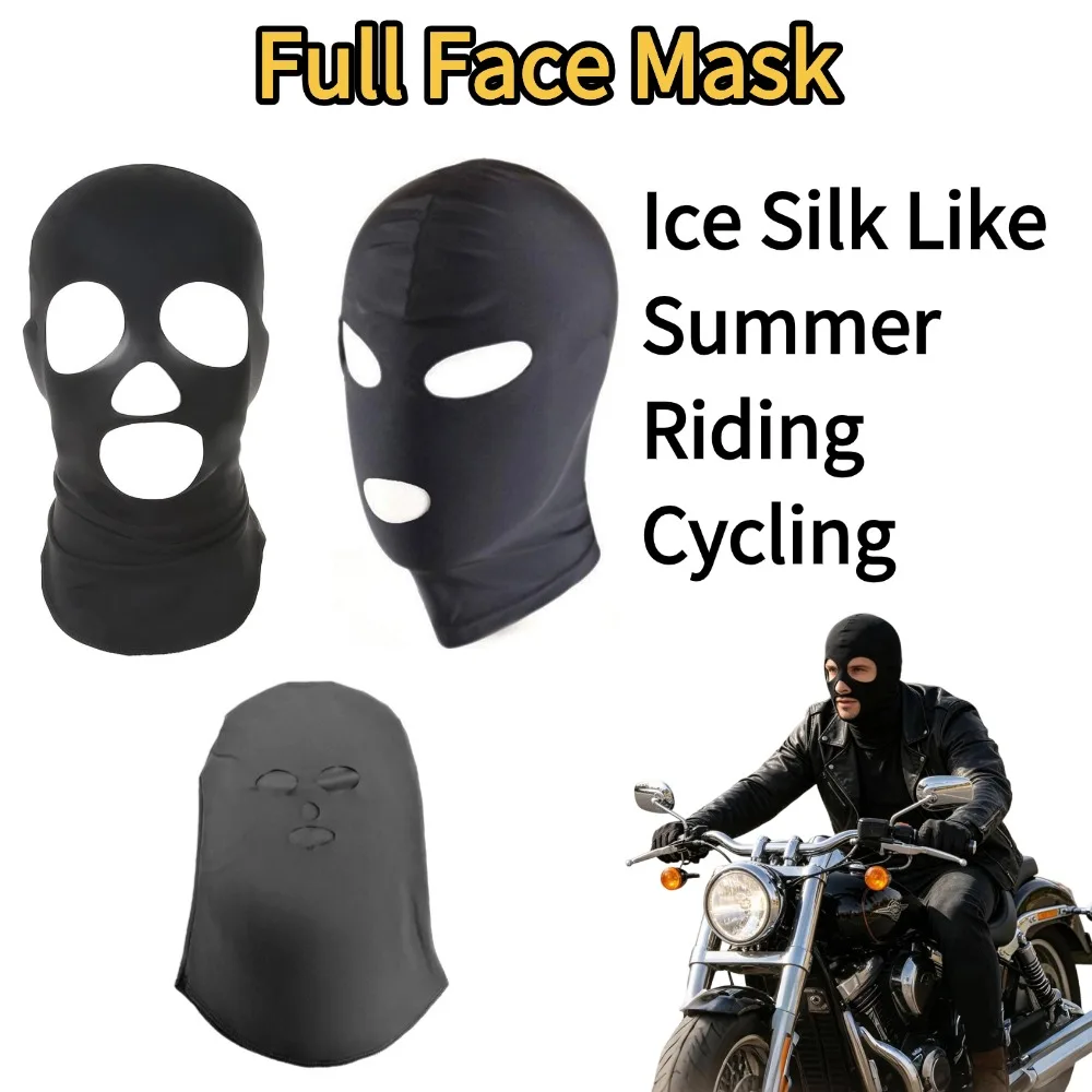 Balaclava Full Face Mask 3/4 Hole Ice Silk UV Protection Windproof Breathable Hoods for Summer Motorcycle Riding Cycling Sports