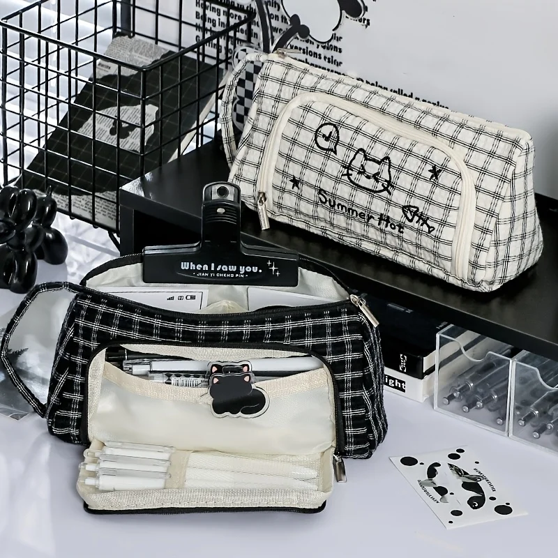 New Portable Pencil Case, Large Capacity Stationery Box, Pencil Bag for Men and Women, Toiletry Travel Bag, Stationery Storage Bag, Pencil Box, Marker Pen Case, Fountain Pen Case, Beauty Bag, Makeup Bag, Office Desk Stationery Storage Bag, Large Capacity Stationery Box, Toiletry Bag, Suitable for Office, School Supplies, Gifts view 2