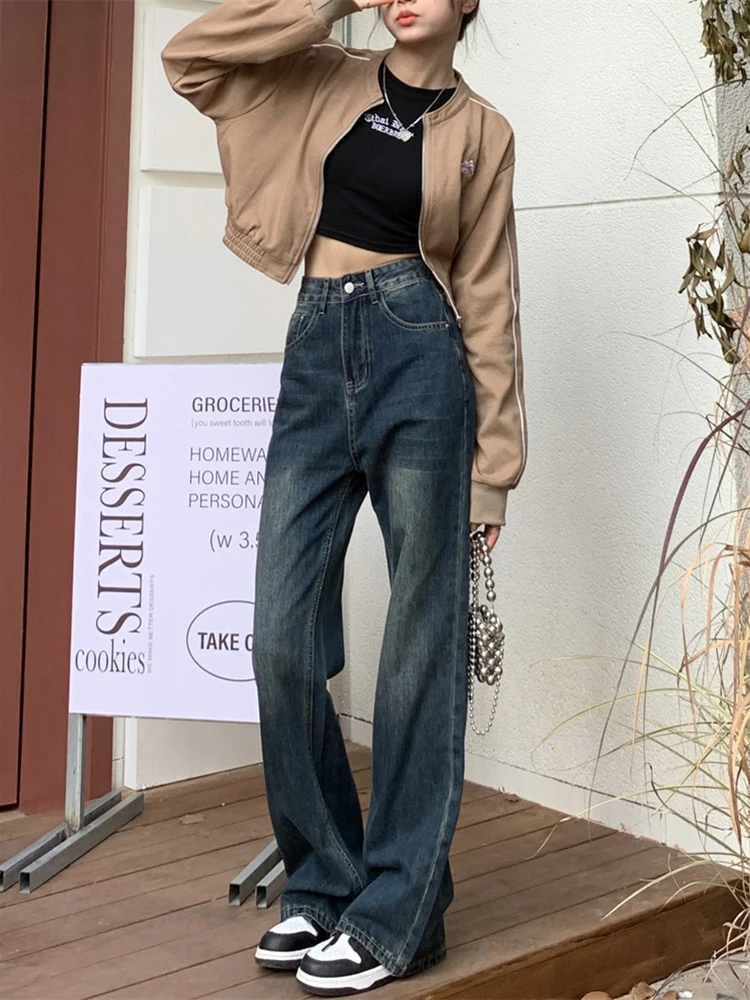 

Women Flared Jeans Loose Denim Pants Bottom Straight High Waist Urban Female Flare Trouser 2022 Fashion