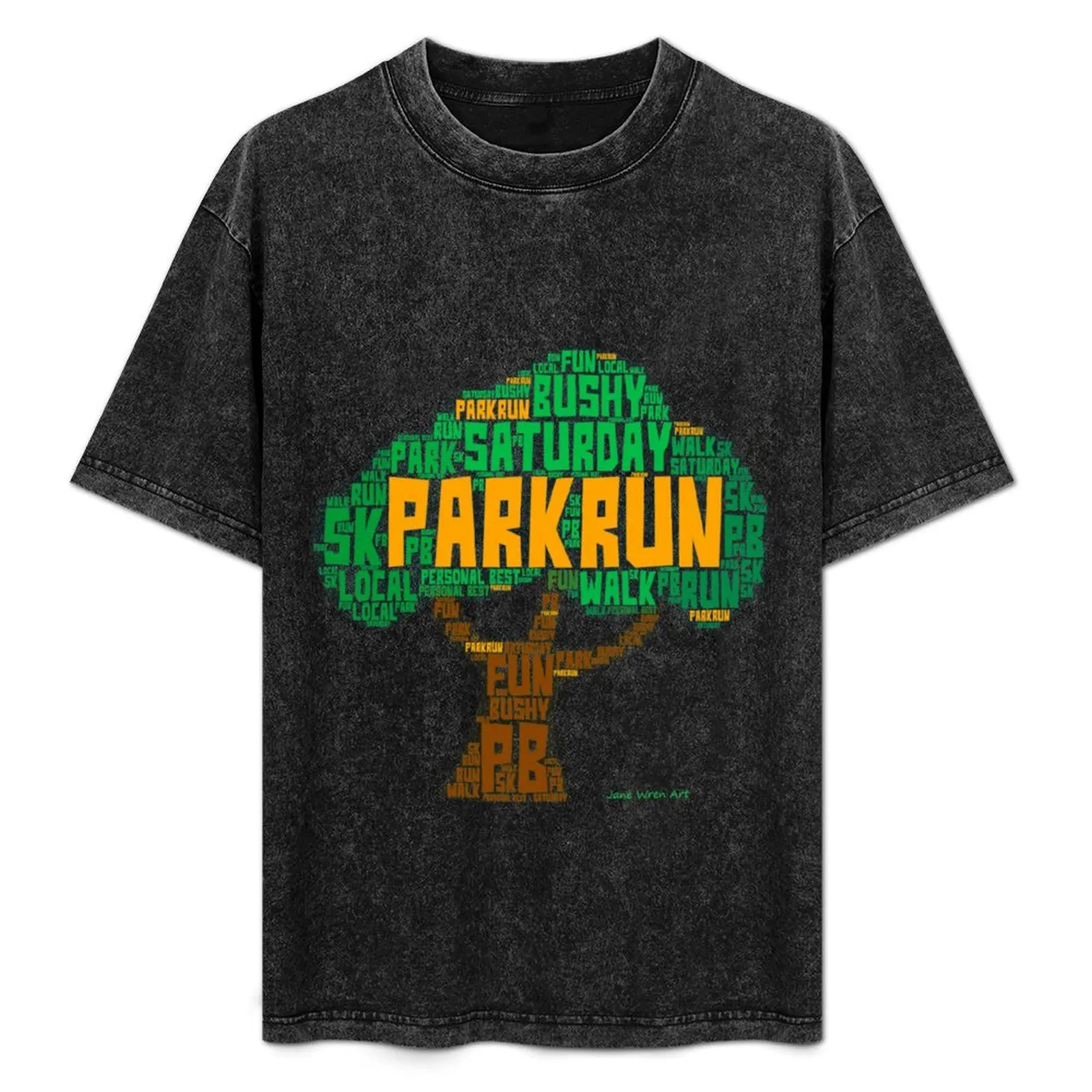 Parkrun Saturday Fun Run Walk 5K T-Shirt Basic Solid Color Casual Tee Shirt