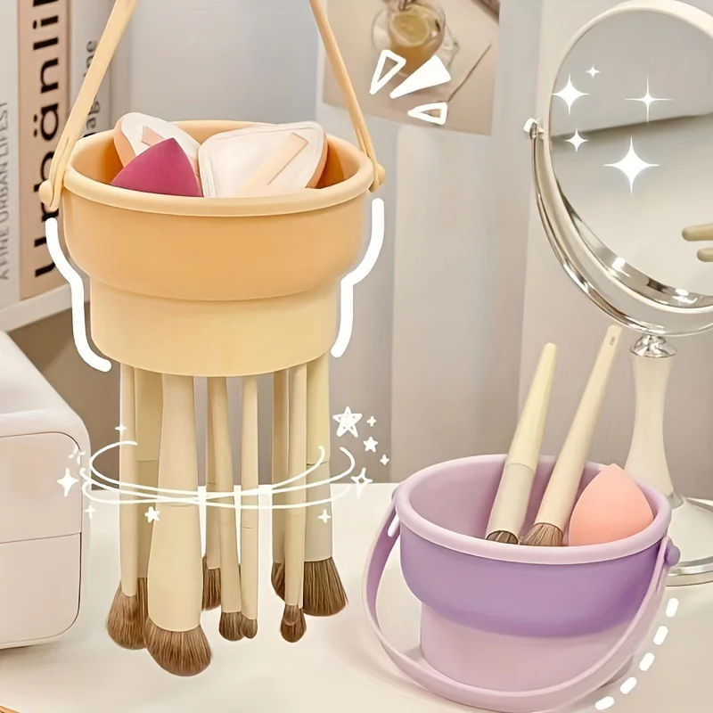 

Makeup Brush Cleaning Bowl Beauty Egg Cleaning Tool Storage Set Brush Powder Puff Dry Cleaning Silicone Drying Shelf ﻿