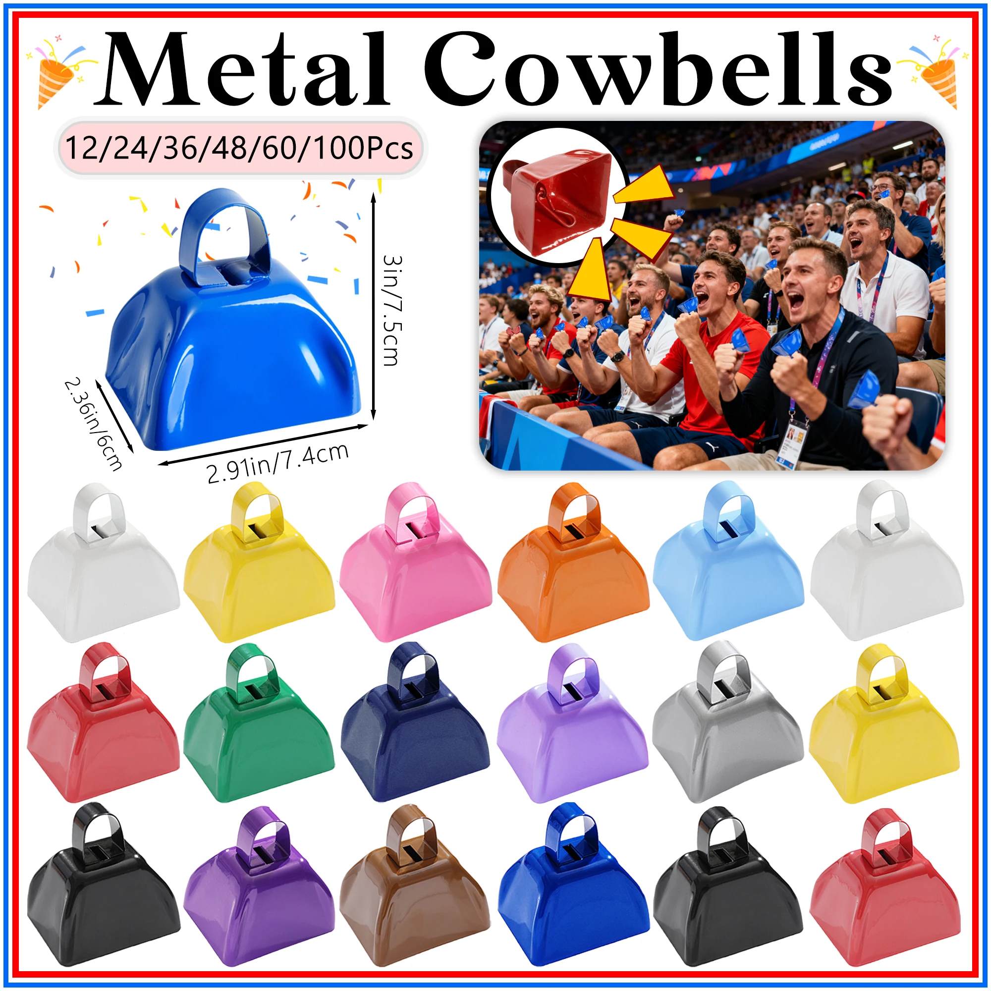 

12-100 шт. металлический колокольчик для спортивных мероприятий, 3-дюймовый мини-колокольчик с шумогенератором для футбольных игр, аплодисменты, рождественские аксессуары