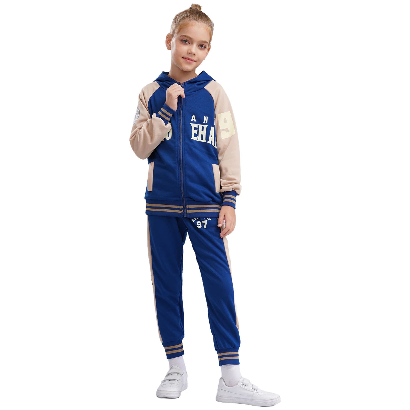 

Unisex Boys Girls Two-Piece Sport Casual Outfit Tracksuit Hooded Sweatshirt with Sweatpants for Outdoor Hiking Camping Clothing