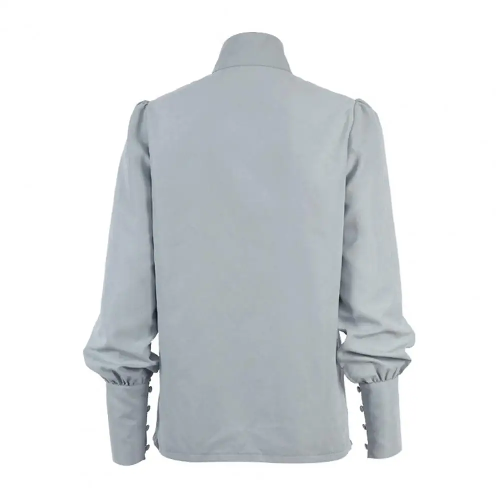 

Stand-up Collar Shirt Women’s Long Sleeve Shirt Stand-up Collar Office Top Regular Fit Buttoned Half Placket Blouse Color