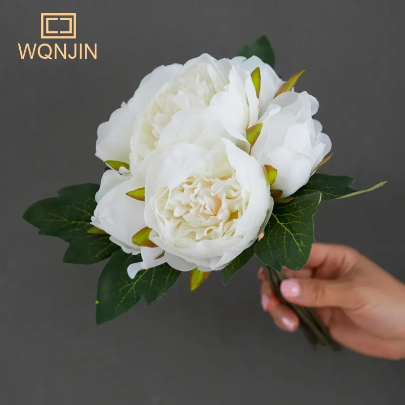 6pc/Lot Simulation Silk Peony Simulation Bouquet Flower Arrangement Wedding Home Decoration Ornament Fake Flowers