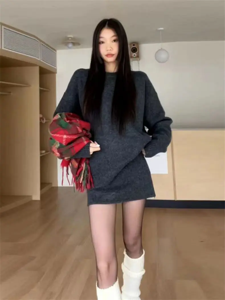 Knitted sweater skirt, autumn and winter new small stature set, high-end dressing two pieces pullover