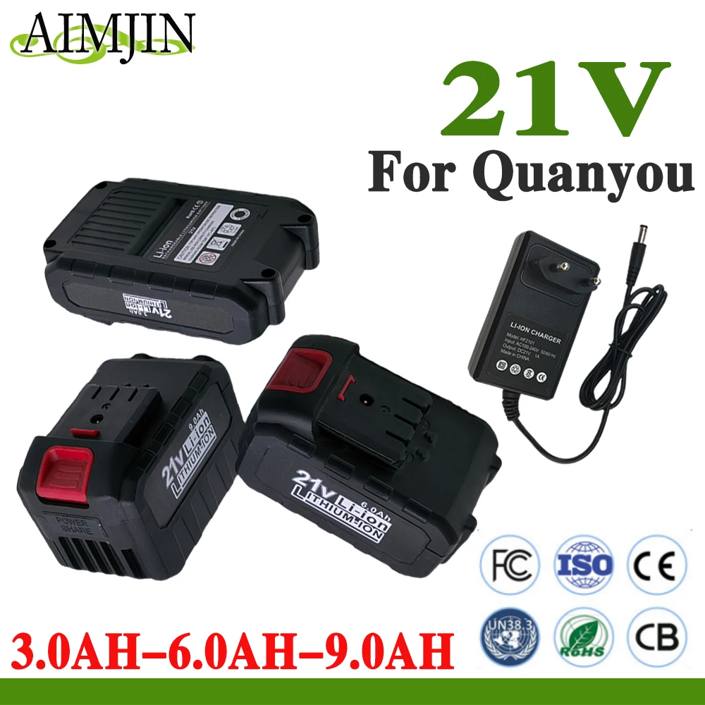 For Quanyou 21V Specialized Air Cannon Machine Battery High capaci  Li-ion Battery Chainsaw Angle Grinder, Electric Wrench Tool