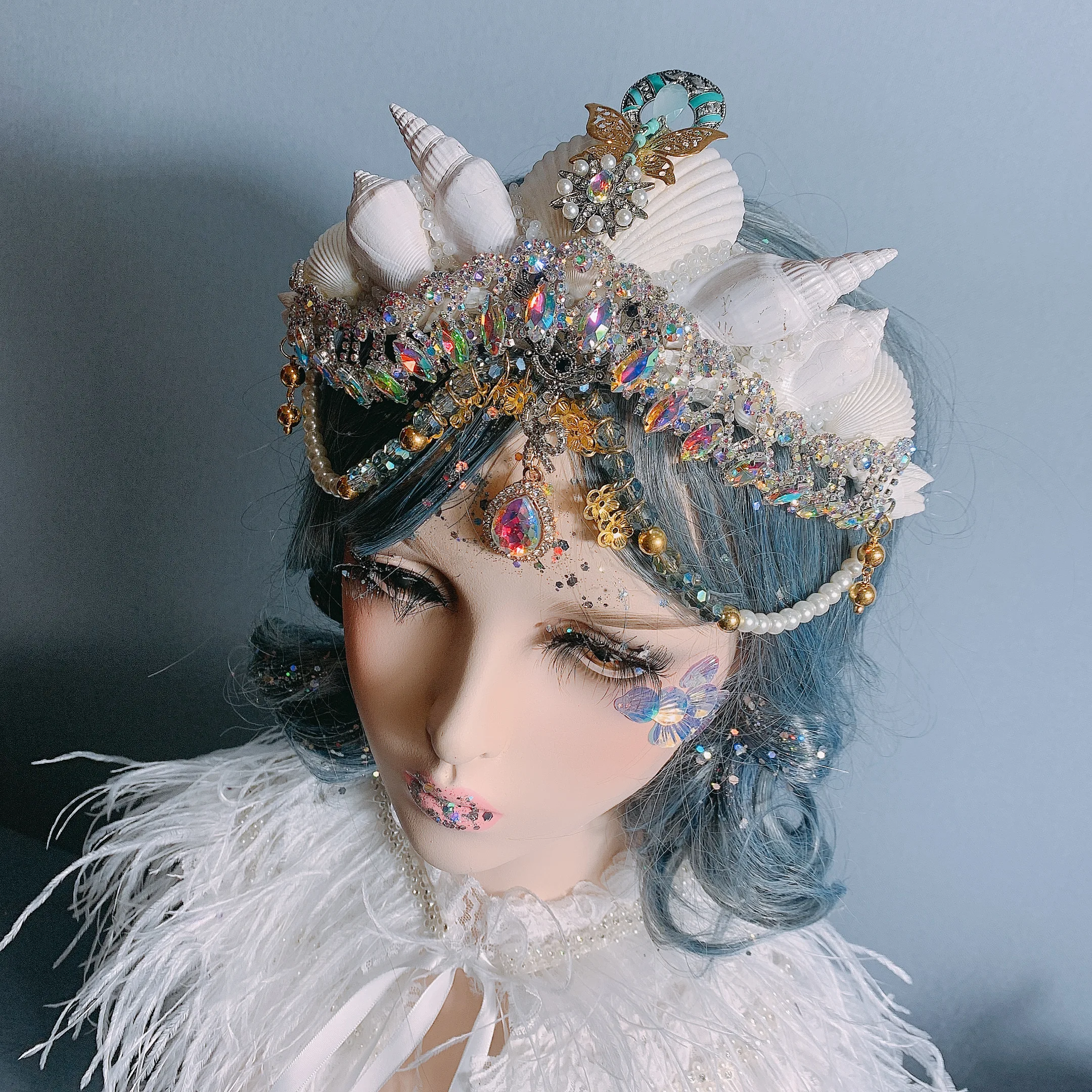 Vintage Mermaid Princess Crown Party Favors Shell Fairy Spirit Headwear Carnival Cosplay การถ่ายภาพ Elf เจ้าสาว Headdress