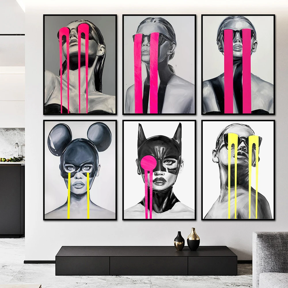 Abstract Fashion Woman Sunglasses Wall Art Poster Modern Popular Home Living Room Decoration Canvas Painting Mural Print Picture