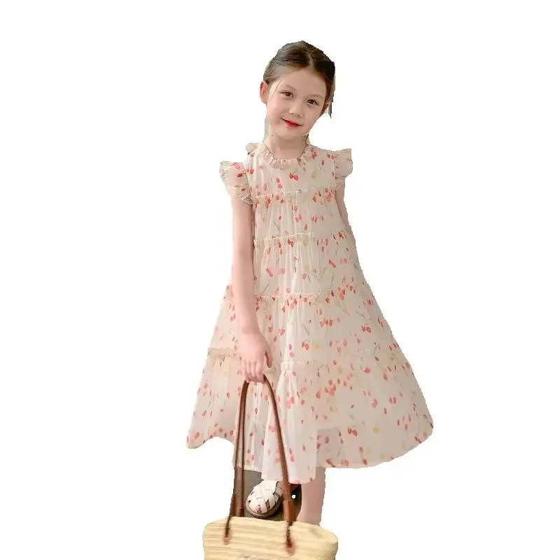 Kids Sleeveless Child Girls Dresses Summer Dress for Girls Party Wedding Gown Kids Teenage Costume Clothes 2 4 7 Years Toddler