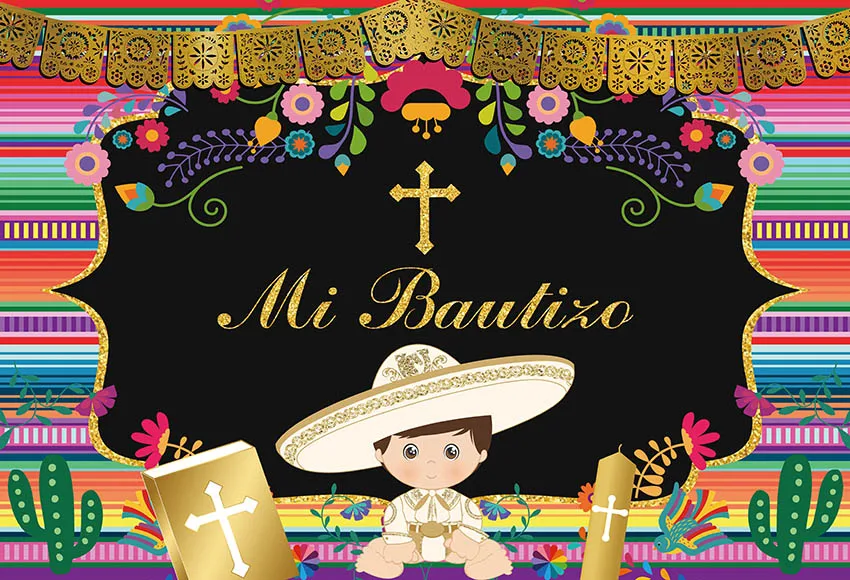 Mehofond Mi Bautizo Photography Background Mexican Baptism Party First Holy Communion Baby Shower Decor Backdrop Photo Studio