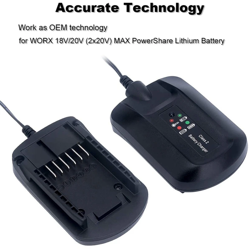 Imagem -04 - Carregador para Bateria de Lítio Worx Wa3742 20v 18v Wa3578 Wa3525 Wa3520 Wa3575 Wa3742 Wa3732 eu Plug