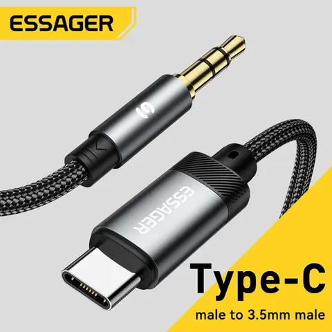 Essager USB C ~ 3.5mm Aux 잭 어댑터 스피커 및 헤드폰 3.5 Mm Aux 오디오 분배기 잭 3 5 iphone 용 케이블 Huawei Xiaomi