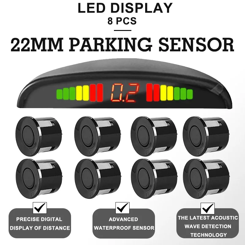 Multi-radar LED Display Parking Sensor Kit 6/8 Probe Backup Radar Detector 12 Colors Car Parking Assistance System