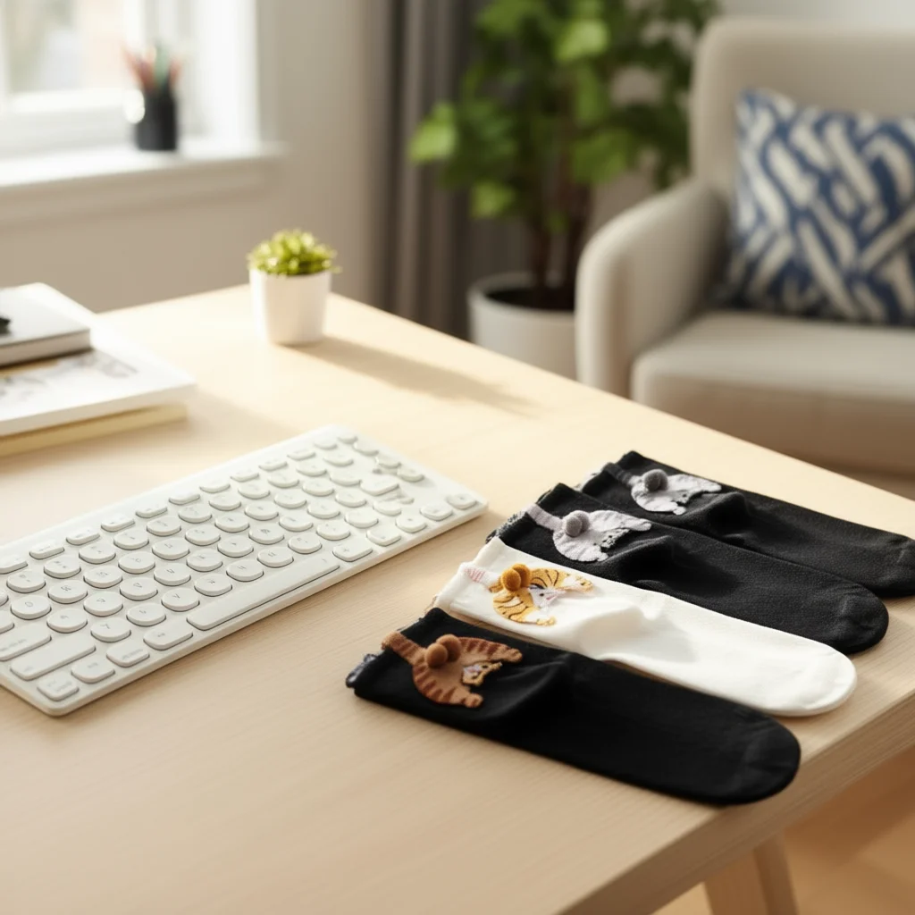 1Pairs Funny Cat Egg Socks Fashion Cartoon Cotton Socks Soft Cozy Daily Wear Warm Socks 3D Cat Print Kawaii Knitting Socks