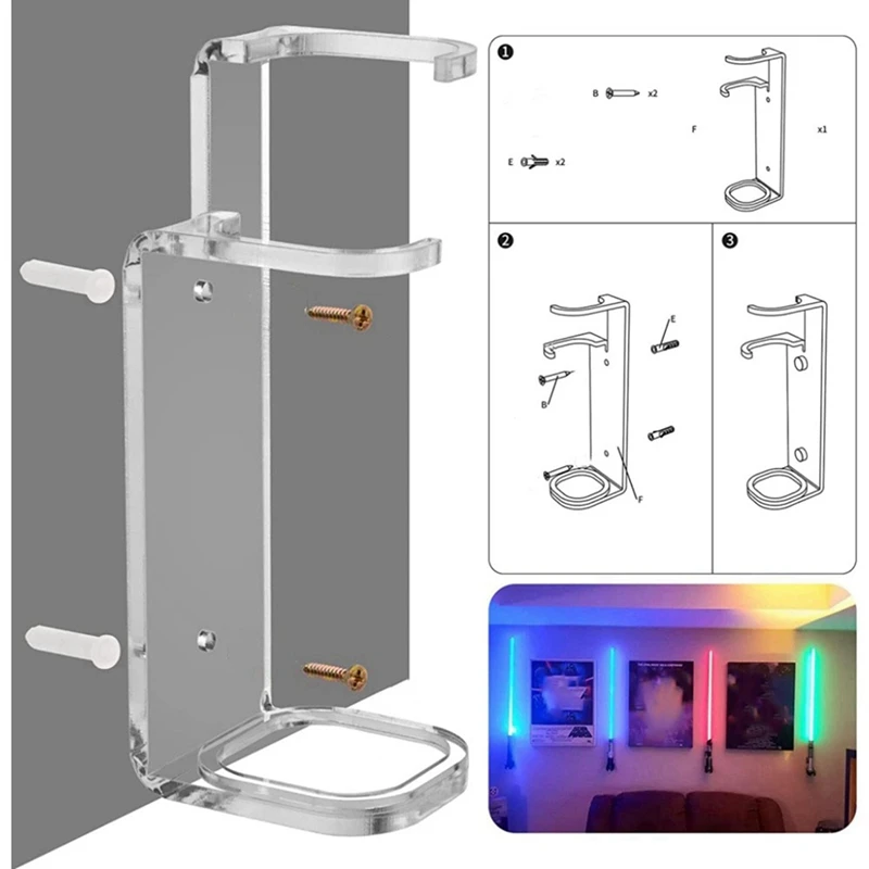 AG-5X Lightsaber Wall Mount Stand Light Saber Display Rack Wall Holder-Included Screws Hardwares For Most Lightsabers A