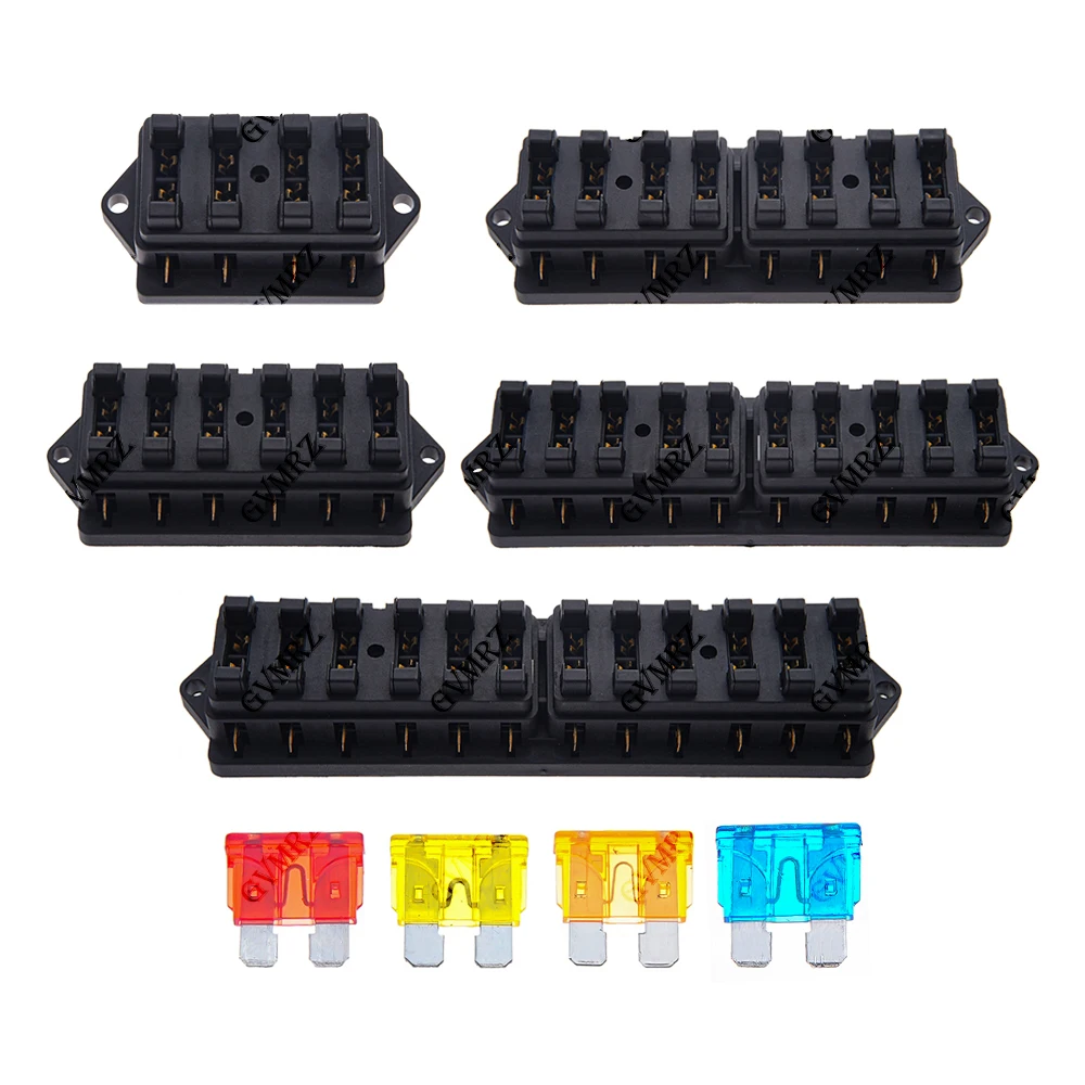 4/6/8/12 Way 24V Car Fuse Holder Car Fuse Box Car Truck Auto Blade Fuse Box with 4/6/8/12 Fuses for 12V ATO Standard Circuit 4