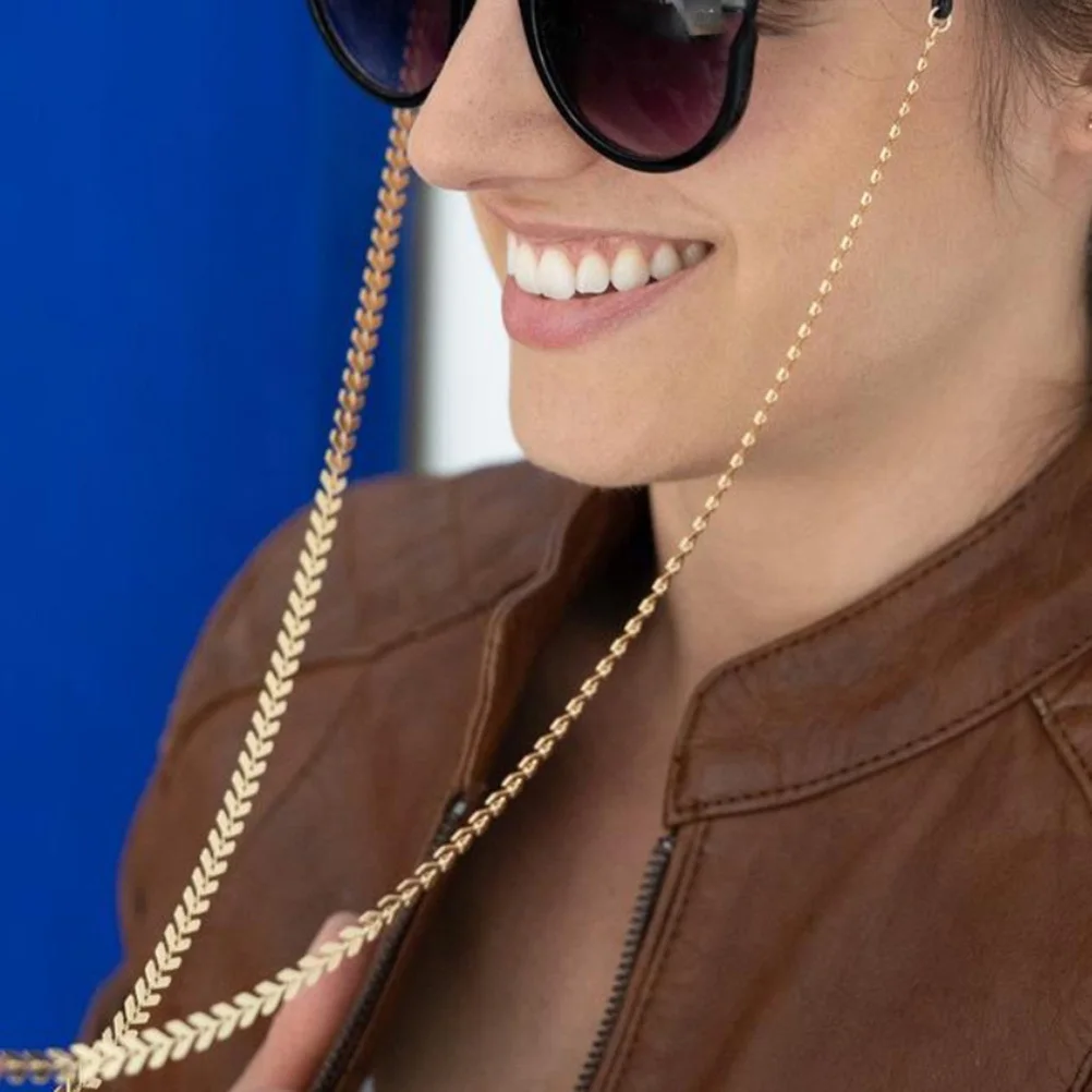

Golden Leaf Shape Eyeglass Chain Premium Metal Spectacles Strap Hanging Neck Anti-Skid Retainer for Running Hiking Cycling