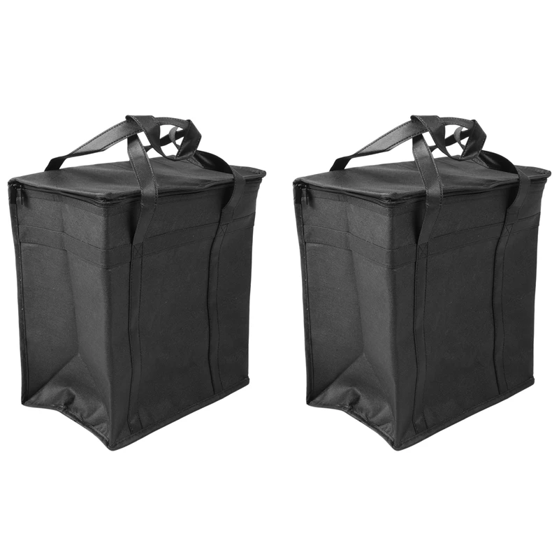 AU-2 Pack Insulated Reusable Grocery Bag Food Delivery Bag With Dual Zipper