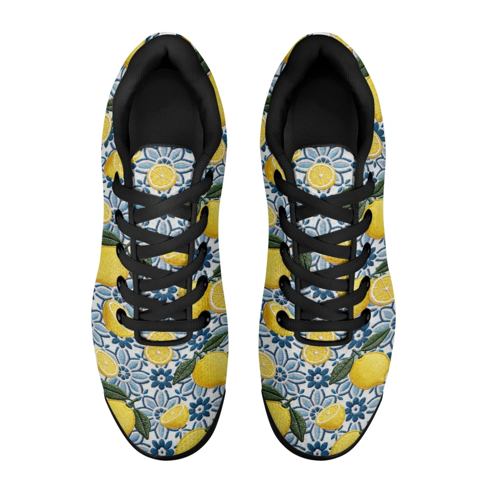 PENSTROLL Lemon Flower Design Tennis Shoes Mesh Mesh Sneakers Air Cushion Tennis Fashion Sneakers for Men