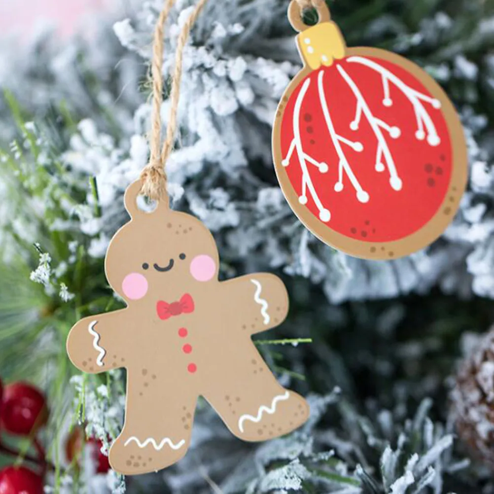 

50Pcs Christmas Hanging Greeting Cards Paper Creative Folding Holiday Message Cards Tree Decorations Canes