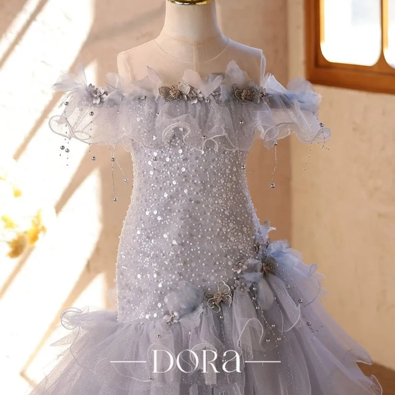 Neues Kinder-Fischschwanzkleid für Gastgeberin, Klavierauftritt, Geburtstag, Hochzeit, Blumenmädchenkleid A5080 Großhandel Mädchen-Abendkleider – Detail 7