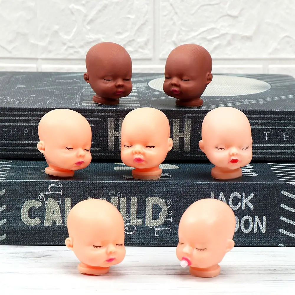 10PCS Sleeping Baby Mini Doll Heads Red Pink Lips With Nipple Feeder Face Toy Parts DIY Accessories Handmade Material Craft