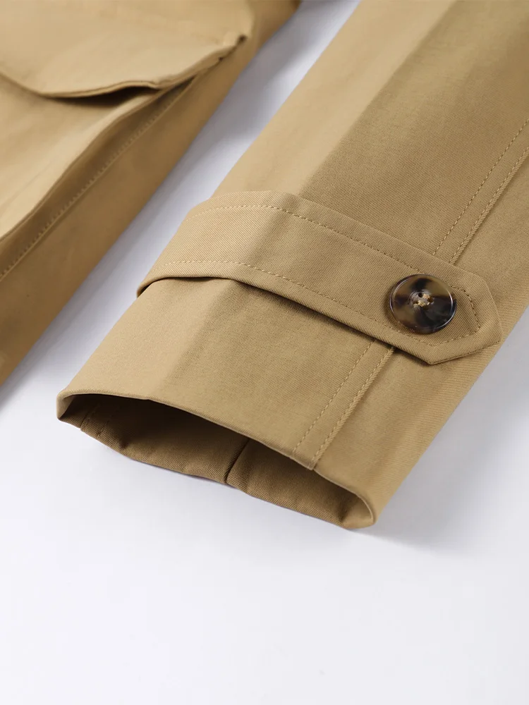 Epaulet Stehkragen Taillierter Windbreaker Damen Eleganter Langarm Einreihiger Bomber-Mantel Herbst 2025 Damen-Oberbekleidung – Detail 11