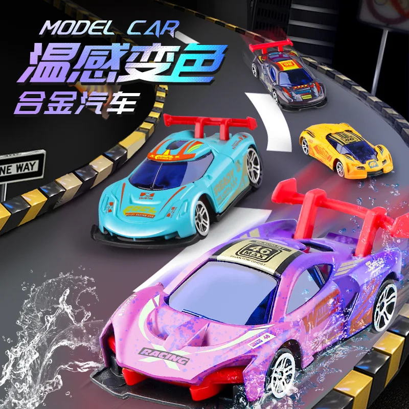 6PCS Temperature-sensitive Color-changing Alloy Racing Car Model Simulation Pull-back Collision-resistant Alloy Car Toy Gift