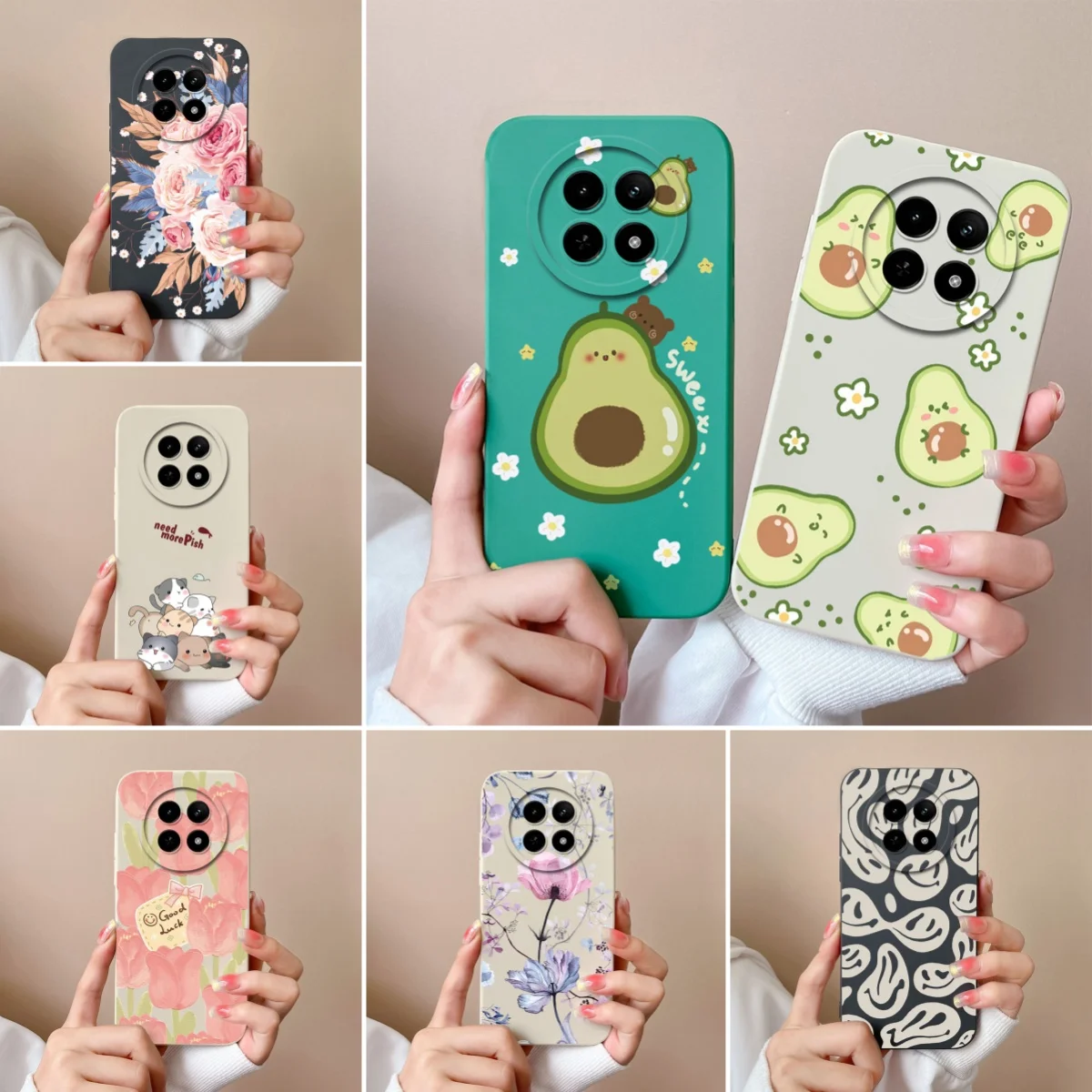 Phone Case For Realme C65 5G Cute Healing Pattern Liquid Silicone High Quality Shockproof Protective Covers For Realme C 65 Capa