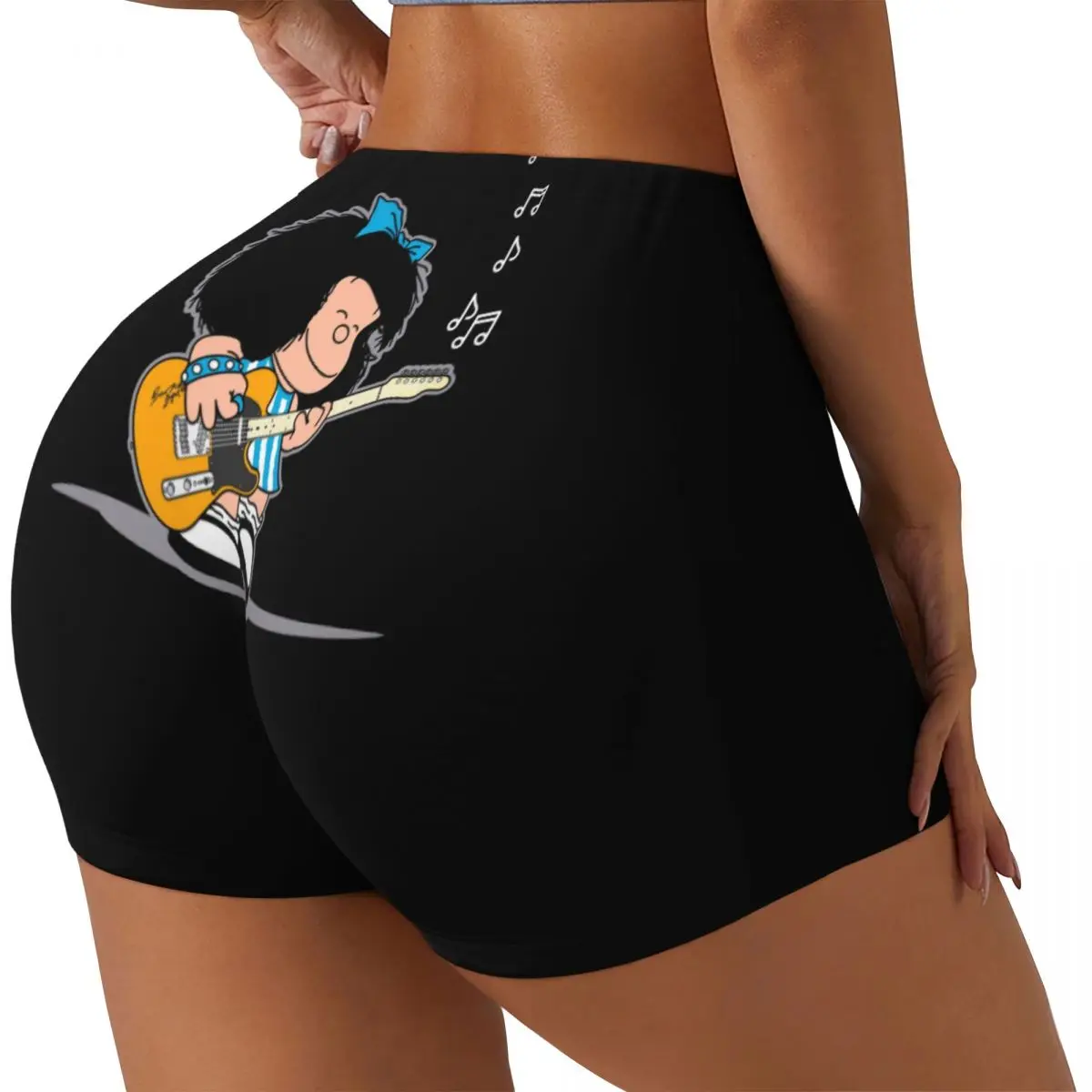 Custom Women's Mafalda Quino Comics Workout Yoga Shorts Classic Cartoon Manga Athletic Gym Volleyball Biker Shorts