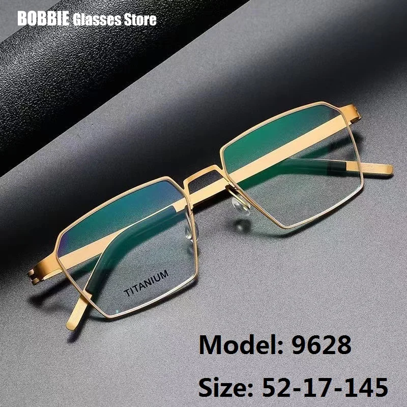 Denmark Brand Titanium Glasses Frame Men Ultralight Screwless Prescription Eyeglasses Women Polygon Optical Lens Spectacles 9628