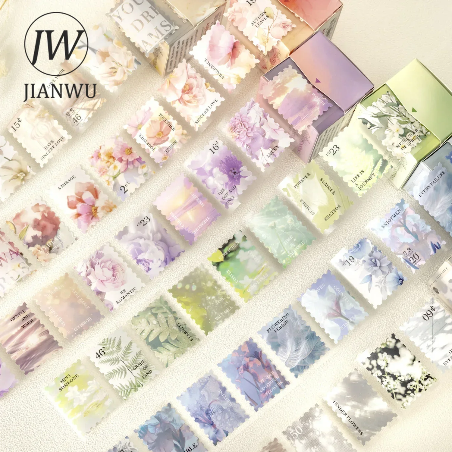 

JIIAANWU 40mm*200cm Anonymous Postman Series Literary Flower Stamp Material Collage Tape Creative DIY Journal Stationery